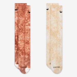 Nike Men's Dri-FIT Athletic Socks - Brown and Cream